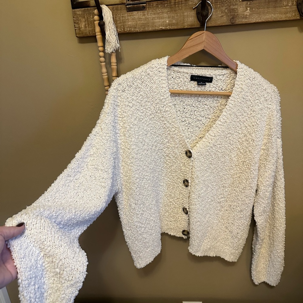 Sanctuary Cream Button-Up Cropped Sweater - Picture 2 of 8